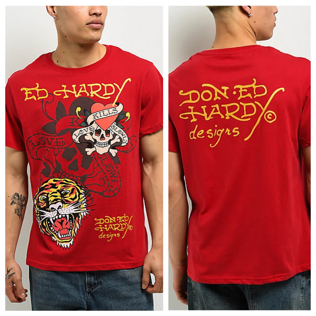 Streetwear Brand Red - T-shirt en coton avec motif crâne