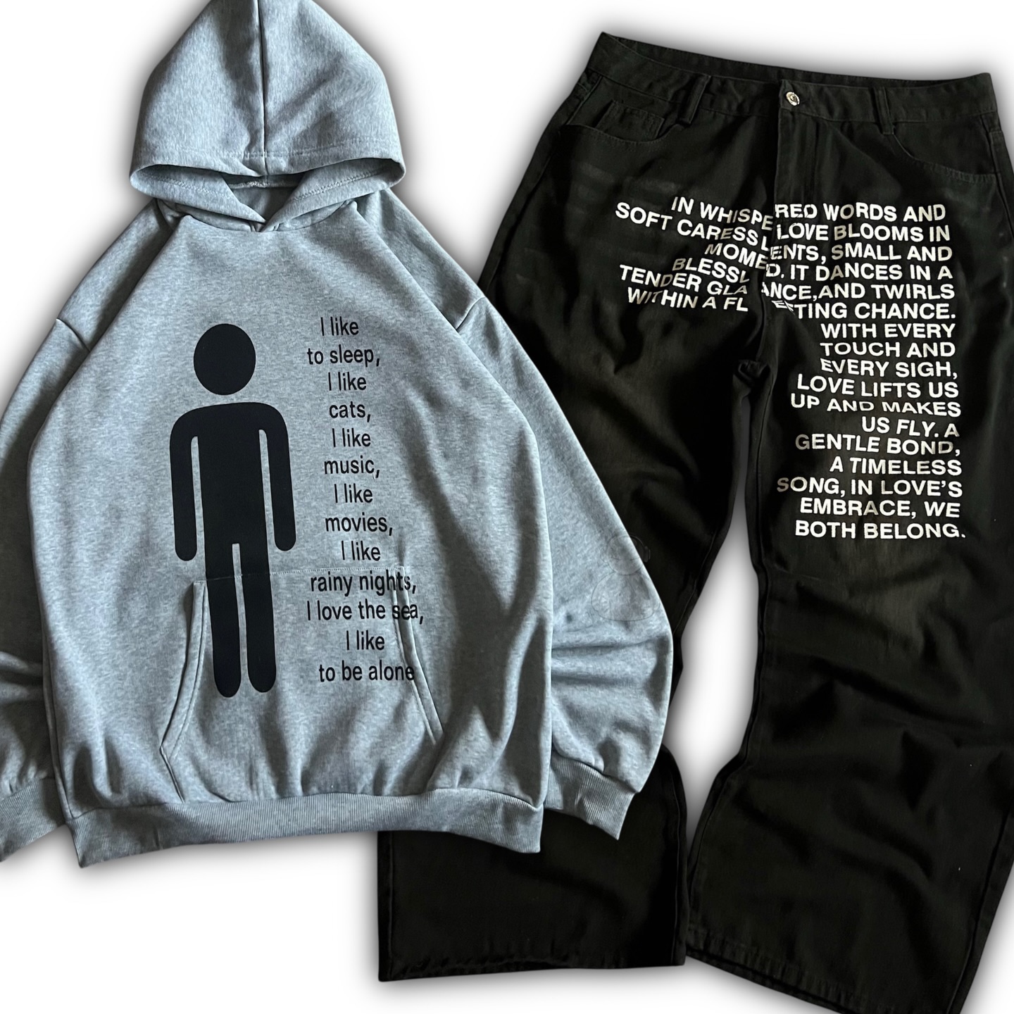 Streetwear Zipper - Jeans à motif lettres américain Y2K,