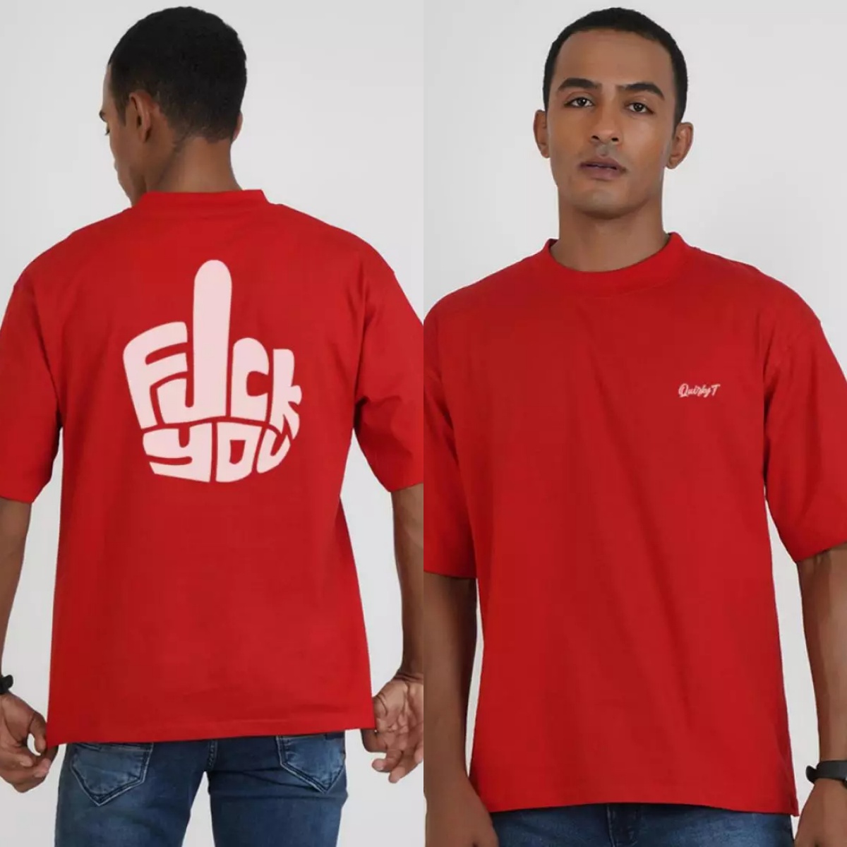 Streetwear Brand Red - T-shirt en coton avec motif humoristique