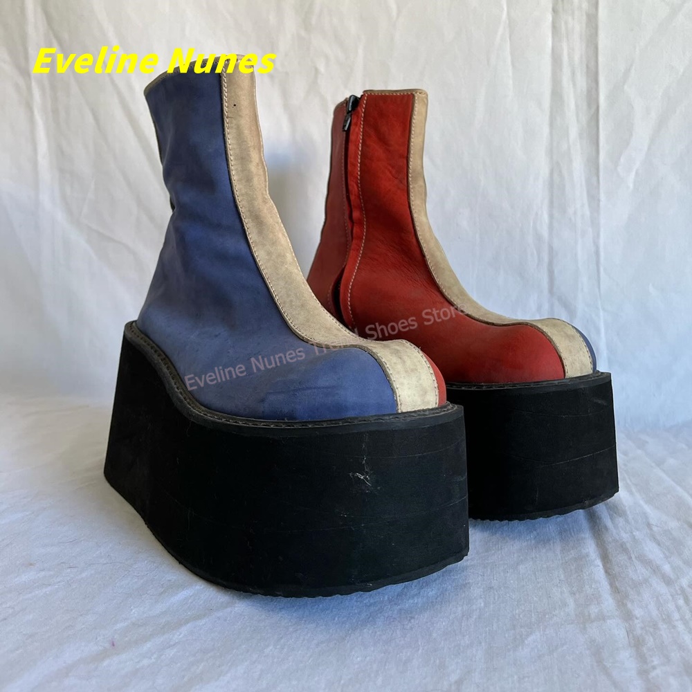 Streetwear Zipper - Bottines à plateforme Y2K rouge et