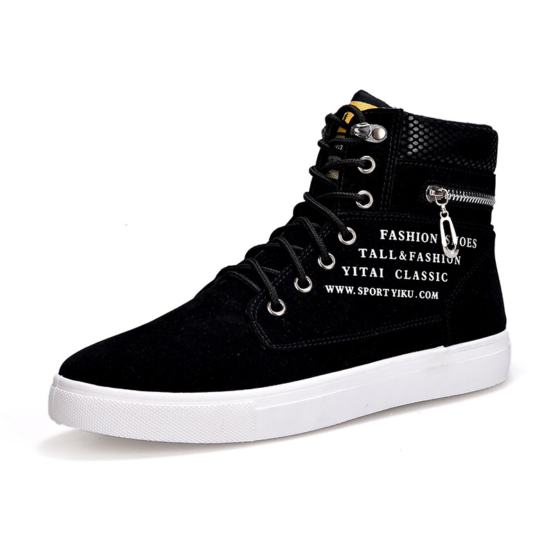 Streetwear Zipper - Baskets montantes noires à lacets pour