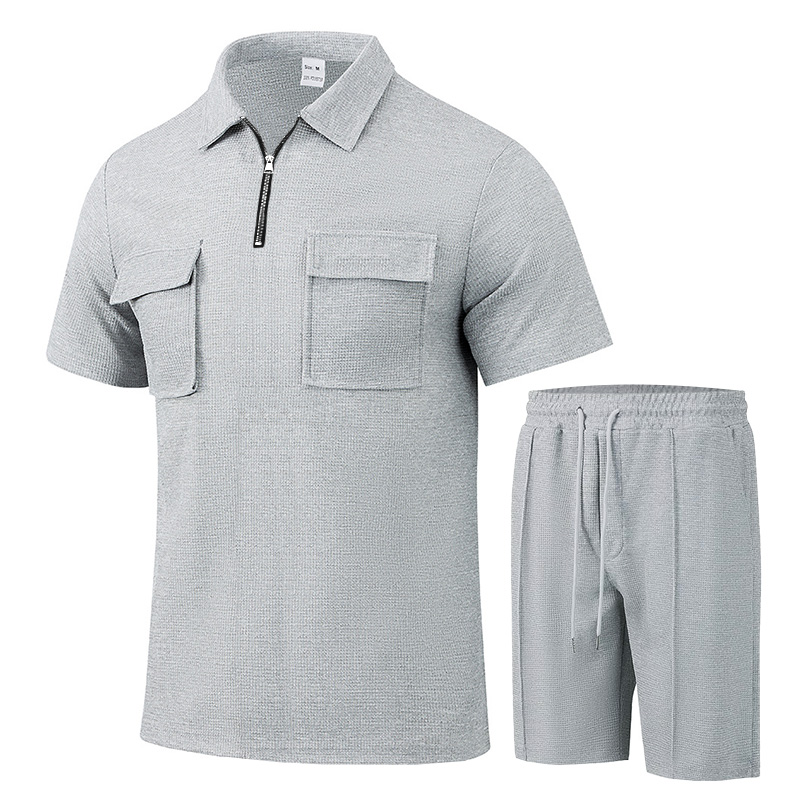 Streetwear Zipper - Ensemble polo et short d'été pour